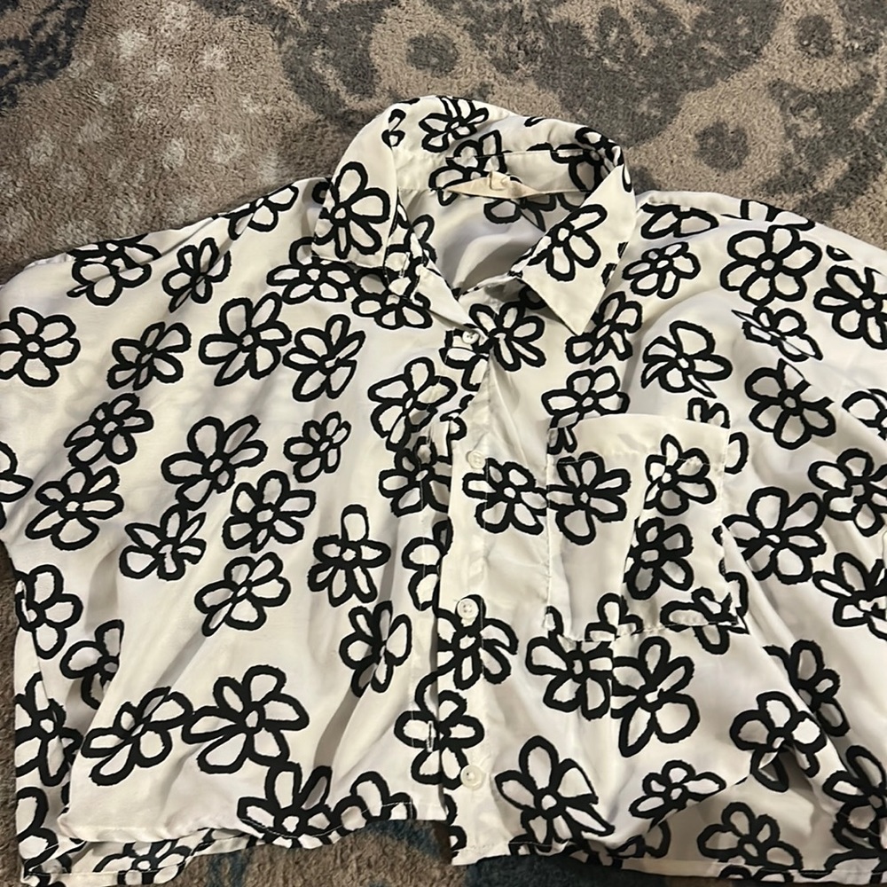 Cropped button down dress shirt